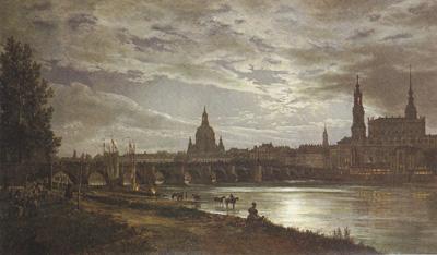 Johan Christian Dahl View of Dresden in Full Moonlight (mk22) oil painting picture